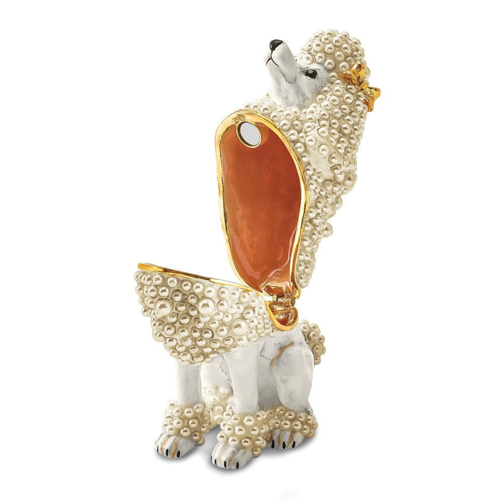 Bejeweled White Color Finish Crystal FIFI French Poodle Trinket Box