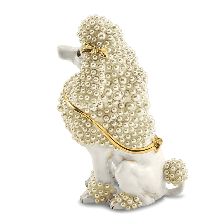 Bejeweled White Color Finish Crystal FIFI French Poodle Trinket Box