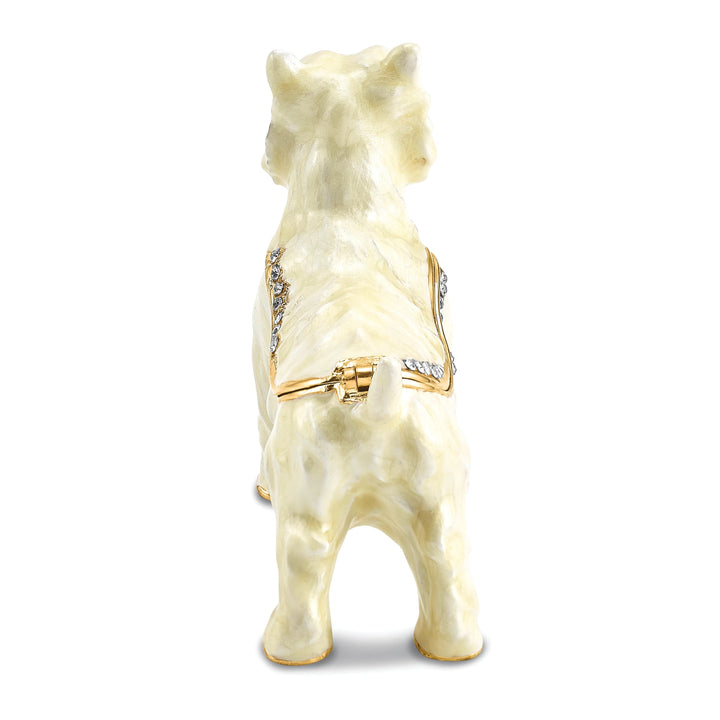 Bejeweled White Gold WESTIE West Highland White Terrier Trinket Box