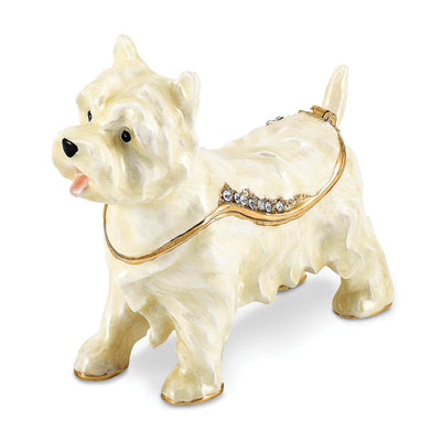 Bejeweled White Gold WESTIE West Highland White Terrier Trinket Box at $ 47.5 only from Jewelryshopping.com