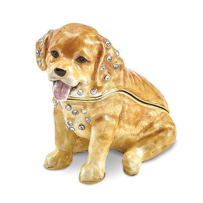 Bejewel Gold Tone Color Finish SASSY Golden Retriever Pup Trinket Box at $ 47.5 only from Jewelryshopping.com