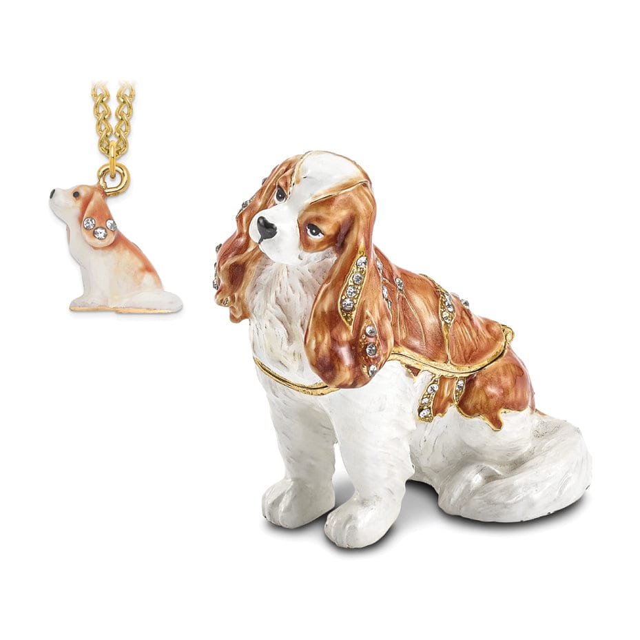 Bejeweled HENRIETTA Maria Cavalier King Charles Spaniel Trinket Box