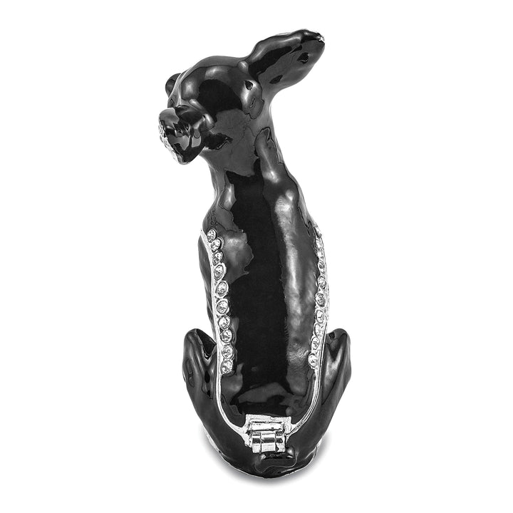 Bejewel Black White Silver Color LEO Black White Chihuahua Trinket Box