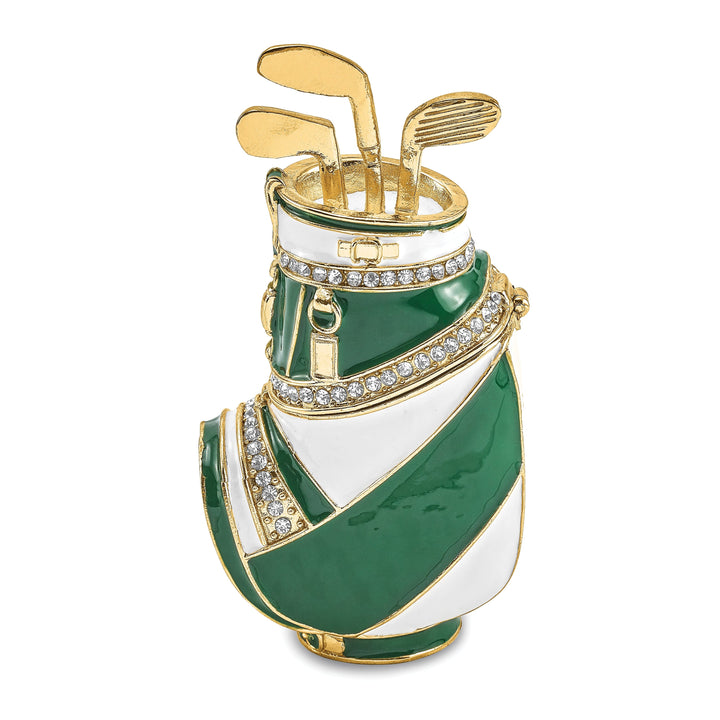 Bejeweled Pewter Multi Color Finish GAME OF FORES Golf Bag Trinket Box