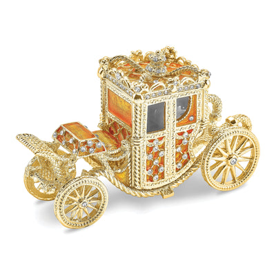 Bejewel Pewter Multi Color Finish IMPERIAL Golden Carriage Trinket Box