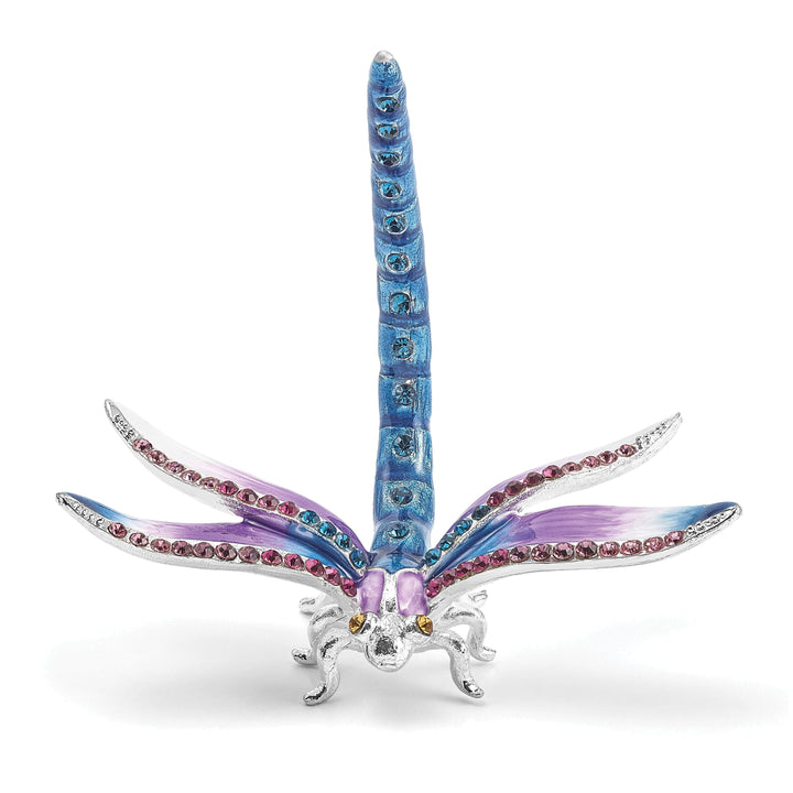 Bejeweled Pewter Multi Color Finish DIVA Dragonfly Ring Holder