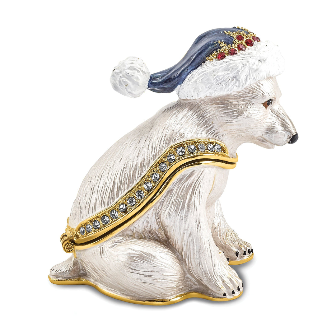 Bejeweled Multi Color Finish NOELLE Cuddly Polar Bear Cub Trinket Box