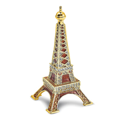 Bejewel Pewter Multi Color PARIS Eiffel Tower Ring Holder Trinket Box