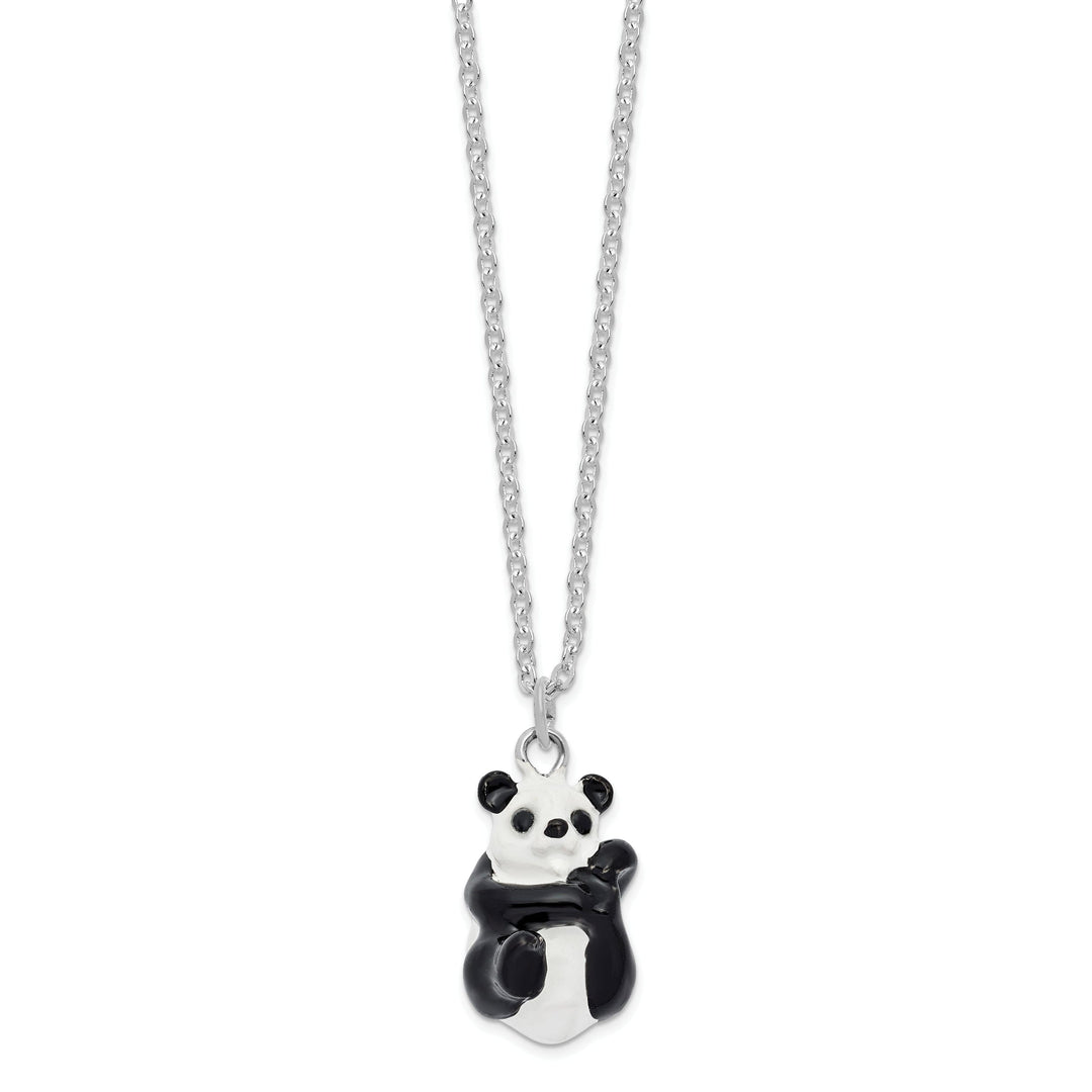 Bejeweled Black White Color Finish MANDA PANDA Large Panda Trinket Box