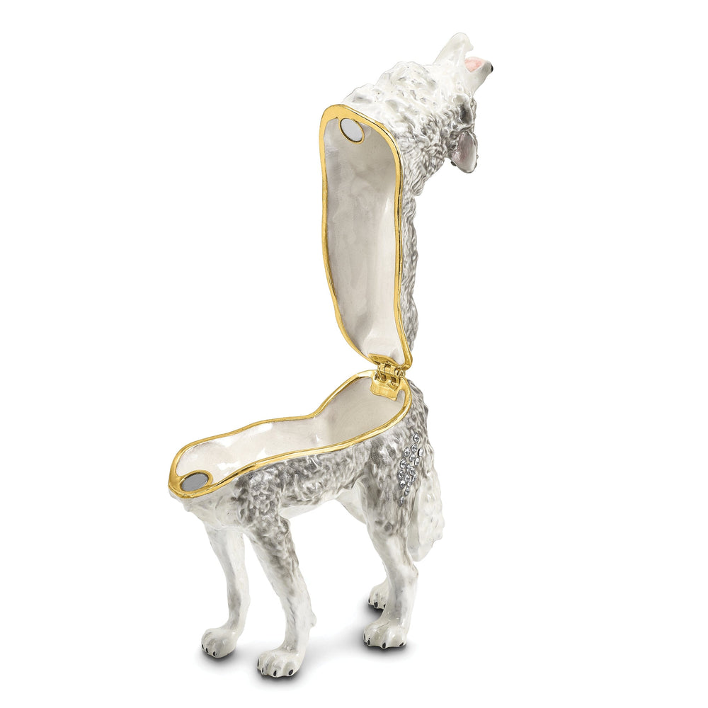 Bejeweled Pewter Multi Color Enamel Finish Howling Wolf Trinket Box