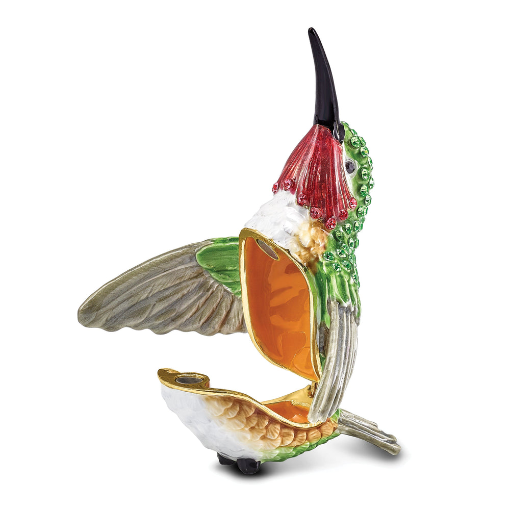 Bejeweled Pewter HAMILTON Hummingbird Trinket Box Design