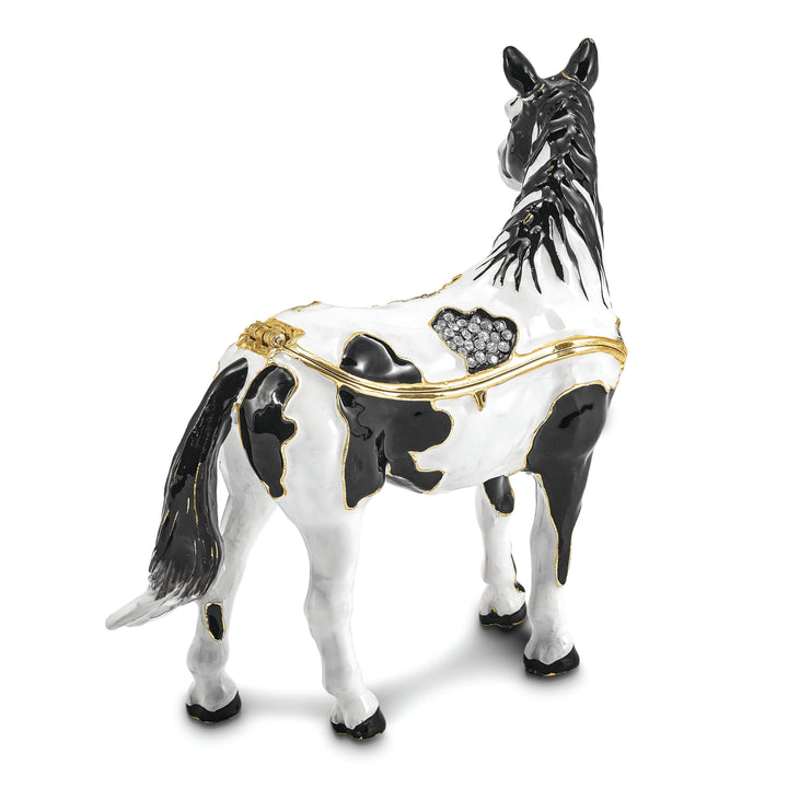 Bejeweled Pewter Multi Color Enamel ALPHA Paint Horse Trinket Box