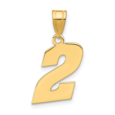 14k Yellow Gold Polished Finish Block Script Design Number 2 Charm Pendant