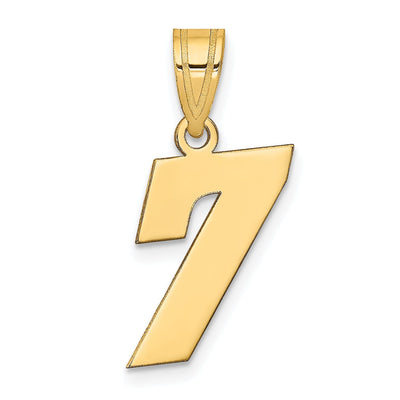 14k Yellow Gold Polished Finish Block Script Design Number 7 Charm Pendant