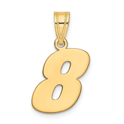 14k Yellow Gold Polished Finish Block Script Design Number 8 Charm Pendant