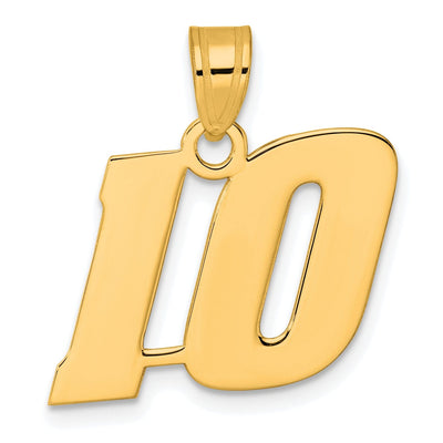 14k Yellow Gold Polished Finish Block Script Design Number 10 Charm Pendant