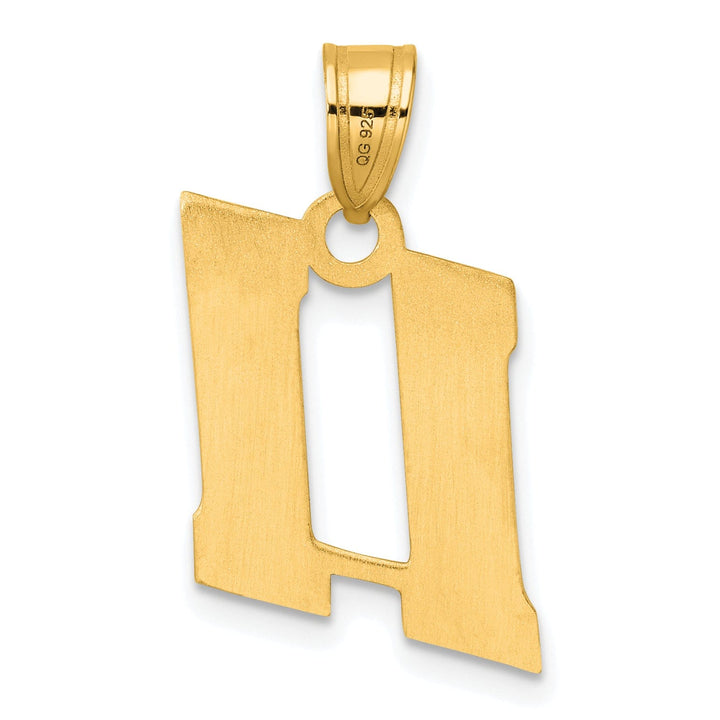 14k Yellow Gold Polished Finish Block Script Design Number 11 Charm Pendant