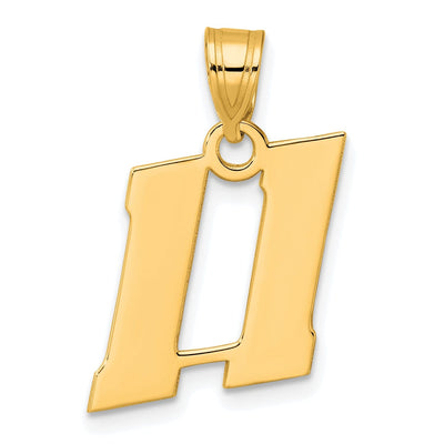14k Yellow Gold Polished Finish Block Script Design Number 11 Charm Pendant