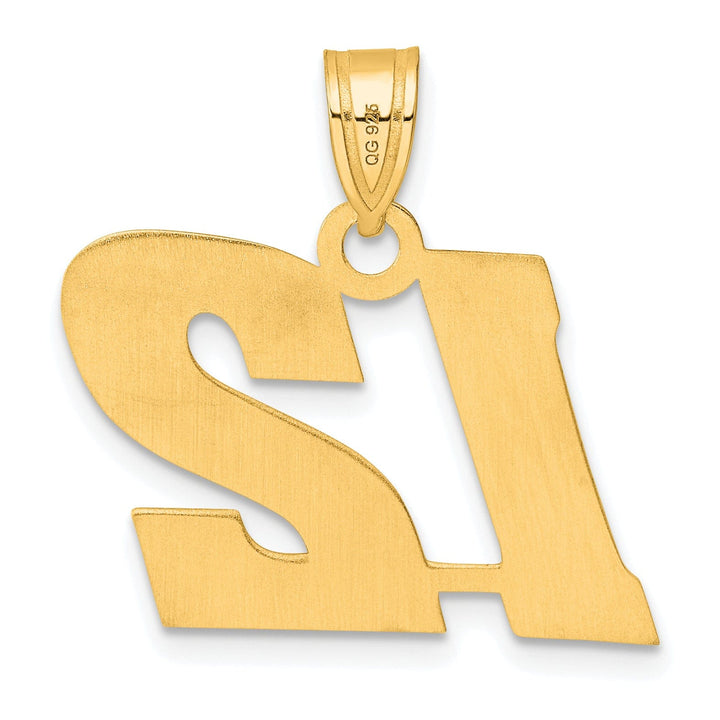 14k Yellow Gold Polished Finish Block Script Design Number 12 Charm Pendant