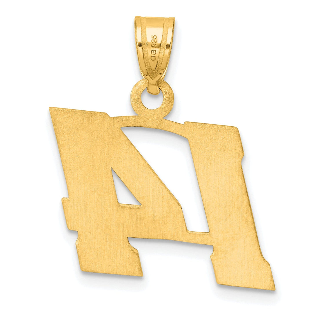 14k Yellow Gold Polished Finish Block Script Design Number 14 Charm Pendant