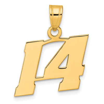 14k Yellow Gold Polished Finish Block Script Design Number 14 Charm Pendant