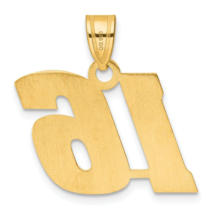 14k Yellow Gold Polished Finish Block Script Design Number 16 Charm Pendant