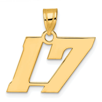 14k Yellow Gold Polished Finish Block Script Design Number 17 Charm Pendant