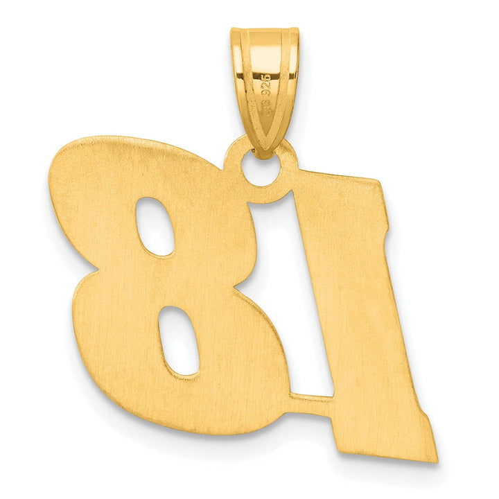 14k Yellow Gold Polished Finish Block Script Design Number 18 Charm Pendant