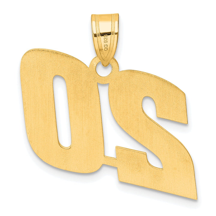 14k Yellow Gold Polished Finish Block Script Design Number 20 Charm Pendant