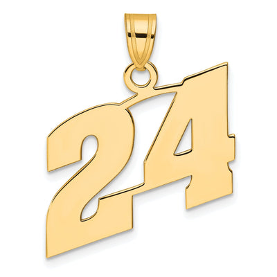 14k Yellow Gold Polished Finish Block Script Design Number 24 Charm Pendant