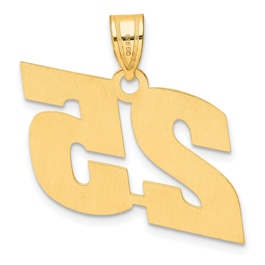 14k Yellow Gold Polished Finish Block Script Design Number 25 Charm Pendant