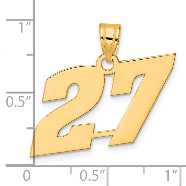 14k Yellow Gold Polished Finish Block Script Design Number 27 Charm Pendant