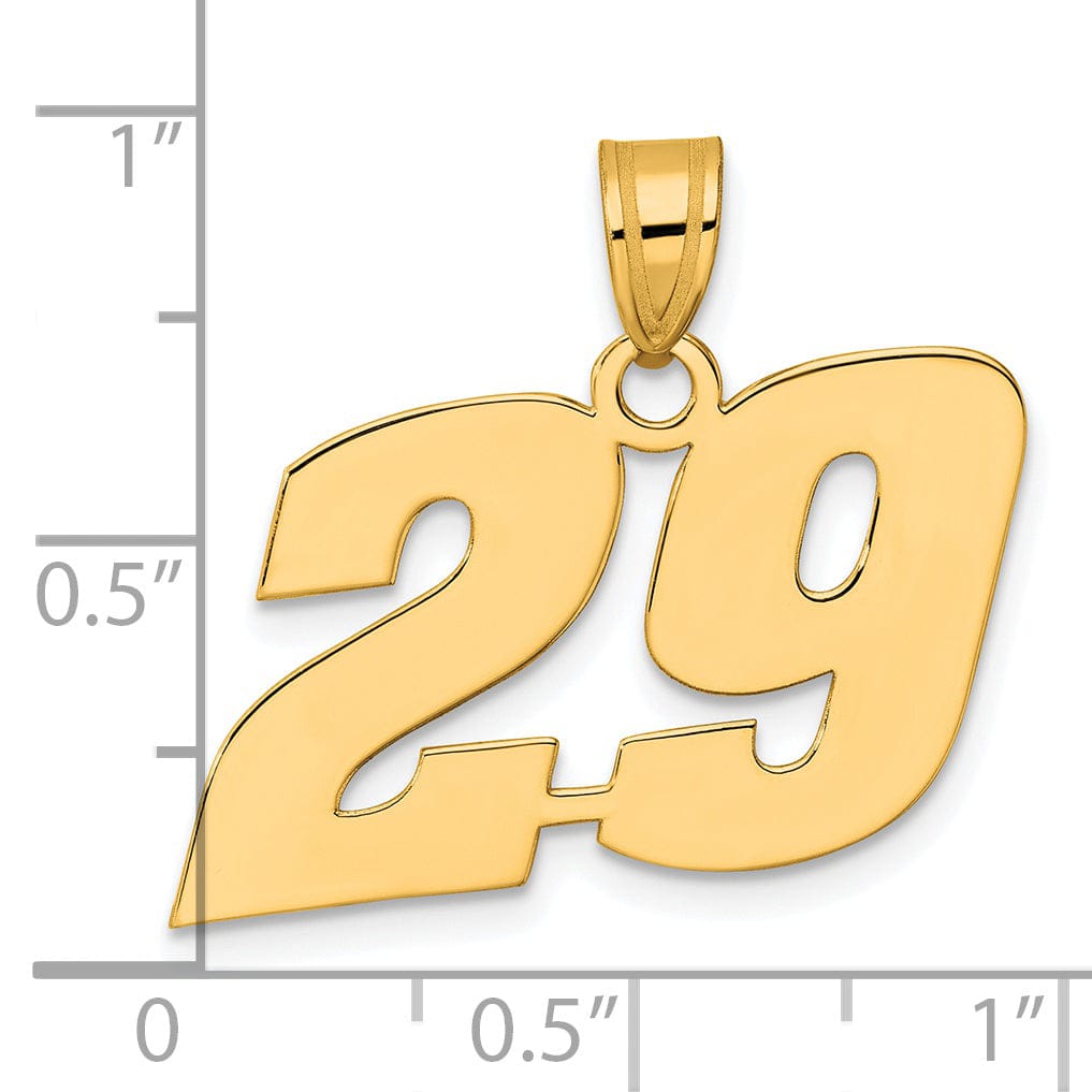 14k Yellow Gold Polished Finish Block Script Design Number 29 Charm Pendant