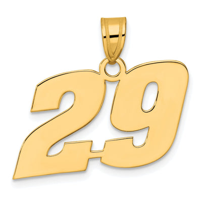 14k Yellow Gold Polished Finish Block Script Design Number 29 Charm Pendant