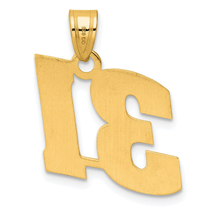 14k Yellow Gold Polished Finish Block Script Design Number 31 Charm Pendant