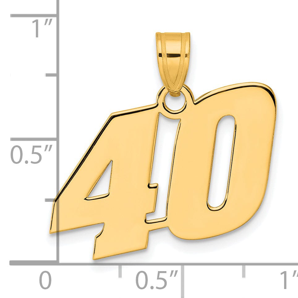 14k Yellow Gold Polished Finish Block Script Design Number 40 Charm Pendant