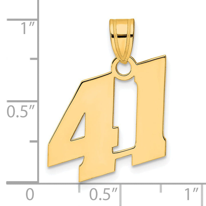 14k Yellow Gold Polished Finish Block Script Design Number 41 Charm Pendant