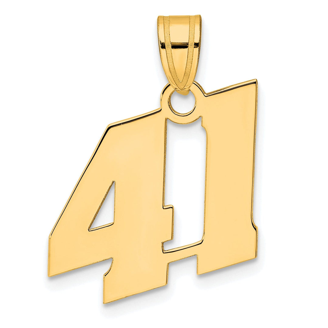 14k Yellow Gold Polished Finish Block Script Design Number 41 Charm Pendant