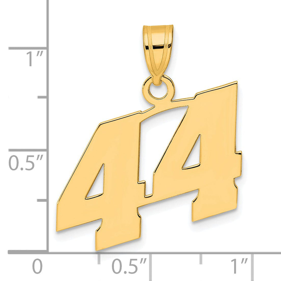 14k Yellow Gold Polished Finish Block Script Design Number 44 Charm Pendant