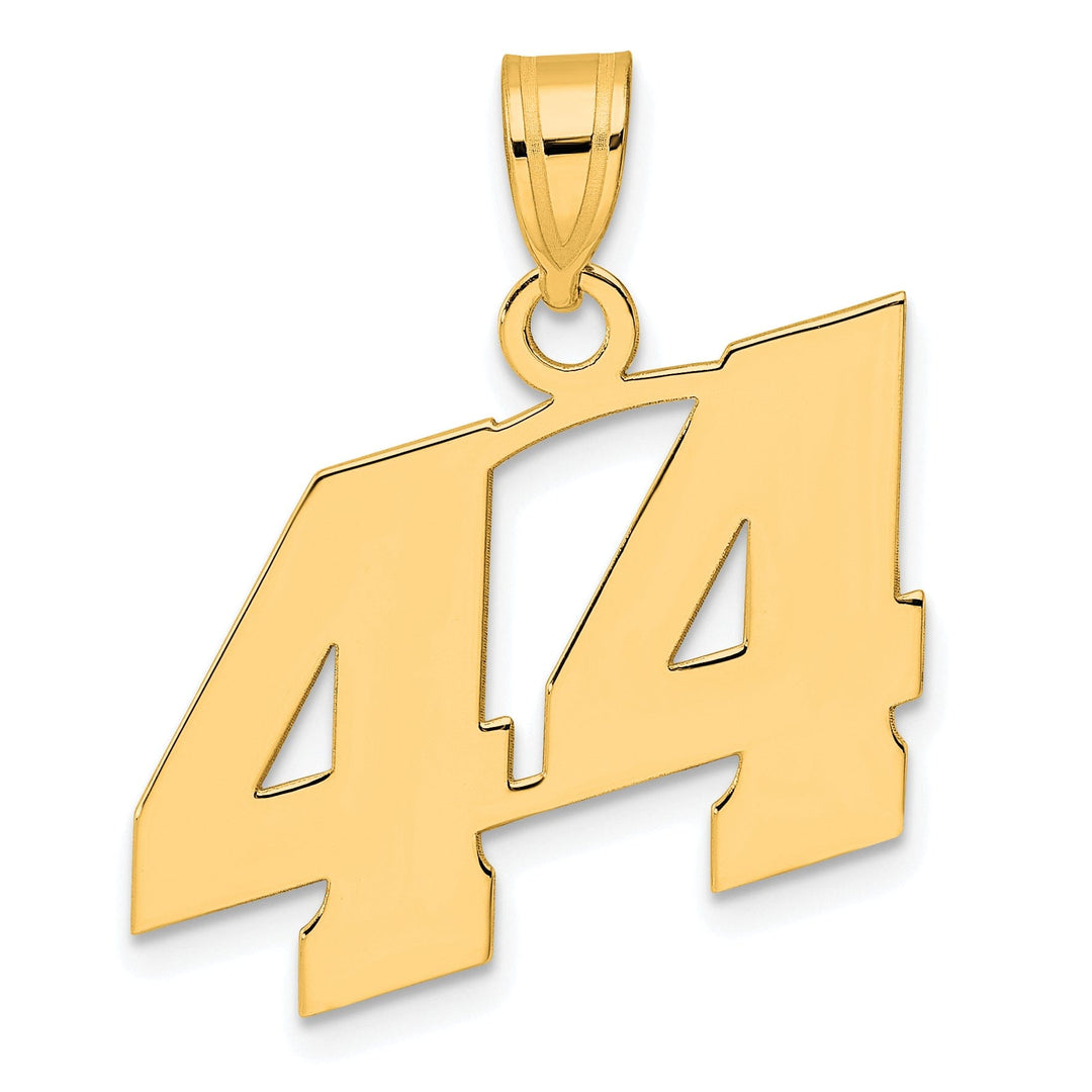 14k Yellow Gold Polished Finish Block Script Design Number 44 Charm Pendant