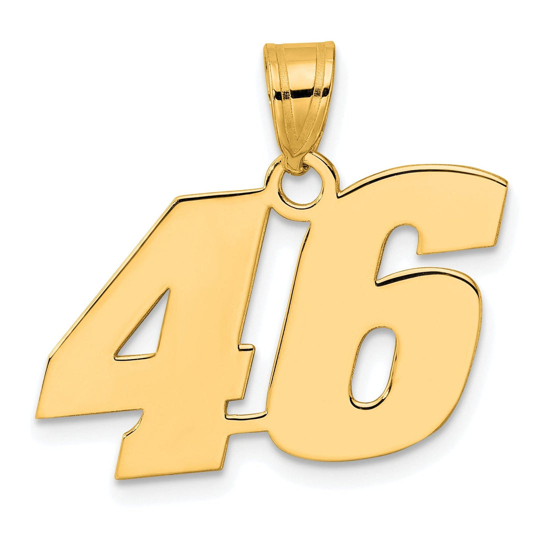 14k Yellow Gold Polished Finish Block Script Design Number 46 Charm Pendant