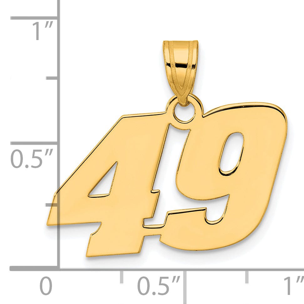 14k Yellow Gold Polished Finish Block Script Design Number 49 Charm Pendant