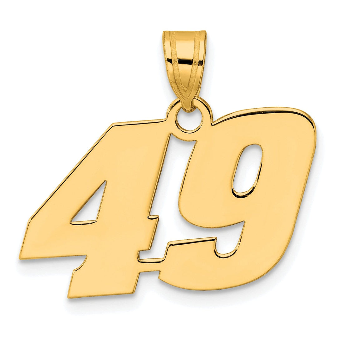 14k Yellow Gold Polished Finish Block Script Design Number 49 Charm Pendant