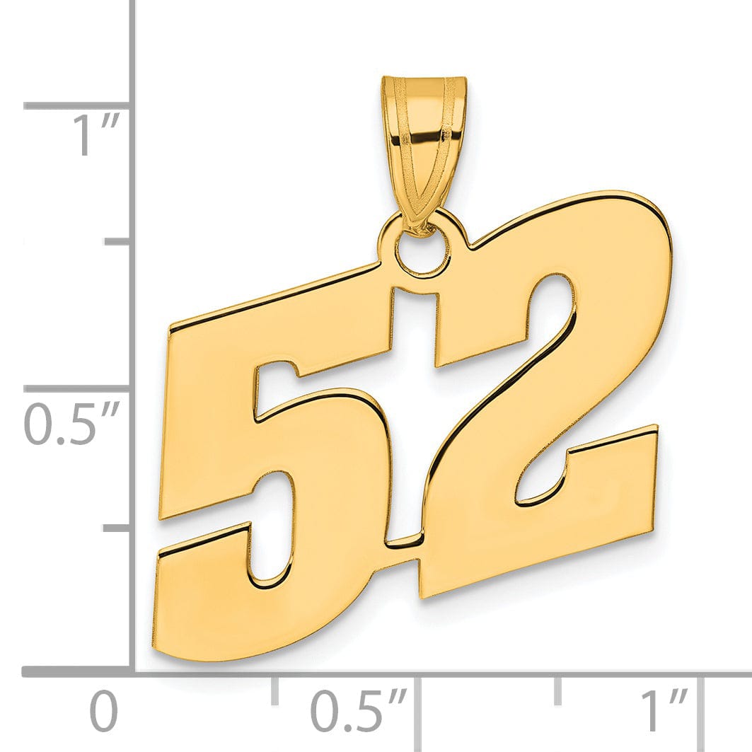 14k Yellow Gold Polished Finish Block Script Design Number 52 Charm Pendant
