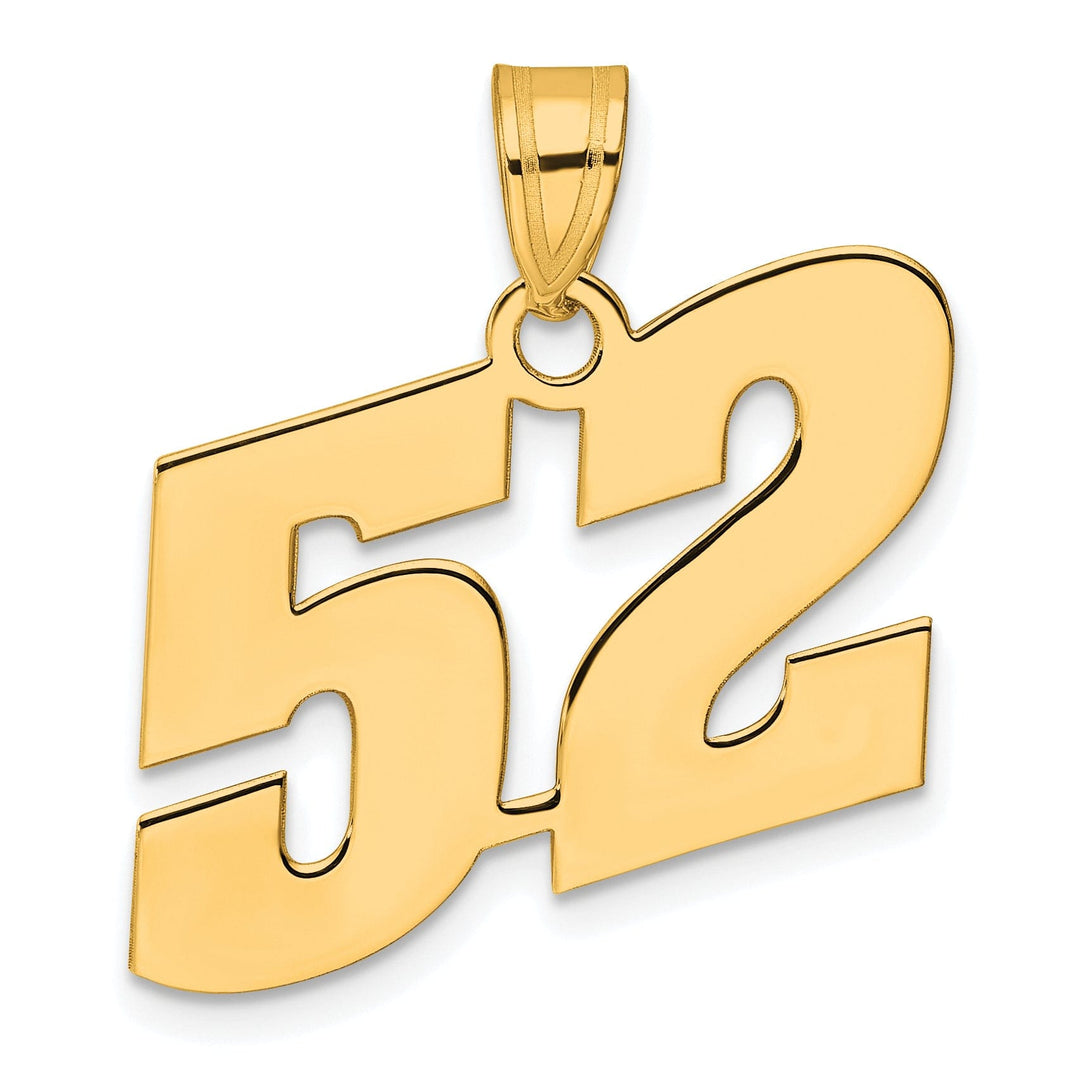 14k Yellow Gold Polished Finish Block Script Design Number 52 Charm Pendant