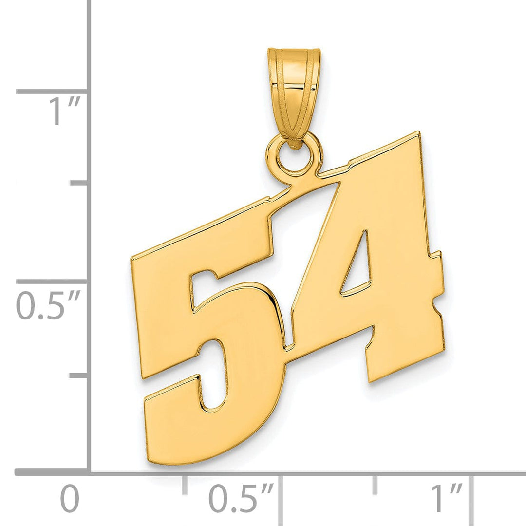 14k Yellow Gold Polished Finish Block Script Design Number 54 Charm Pendant