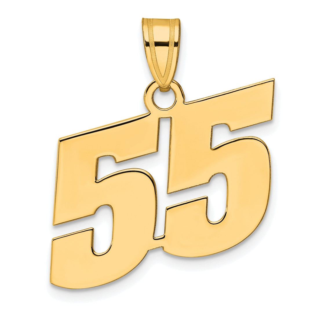 14k Yellow Gold Polished Finish Block Script Design Number 55 Charm Pendant