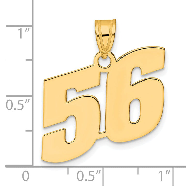14k Yellow Gold Polished Finish Block Script Design Number 56 Charm Pendant