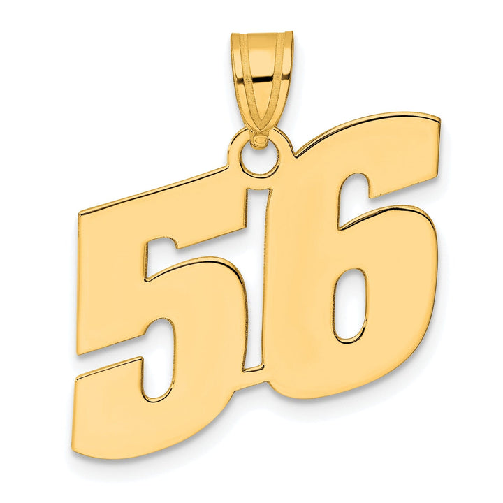 14k Yellow Gold Polished Finish Block Script Design Number 56 Charm Pendant
