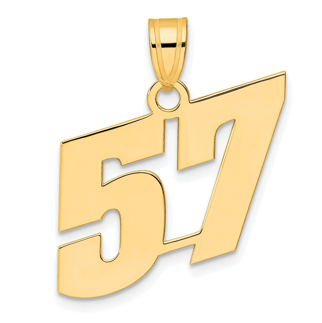 14k Yellow Gold Polished Finish Block Script Design Number 57 Charm Pendant
